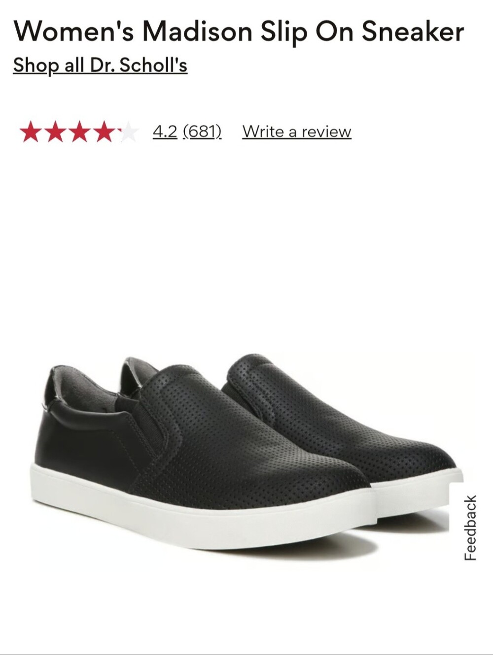 Dr. Scholl's Womens Black Slip-On Casual Sneakers